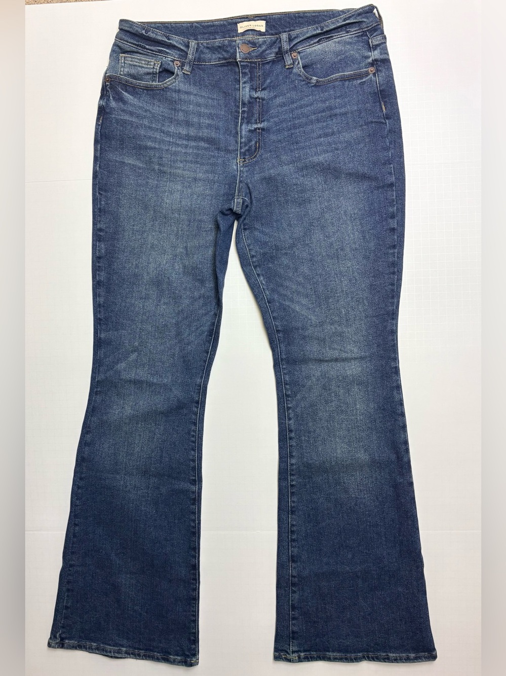 Oliver Logan LA womens flare medium wash denim jeans 32